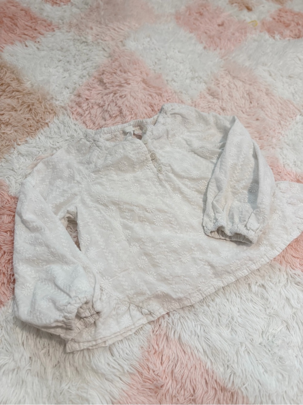 Zara Girls White Eyelet Floral Top 6Y